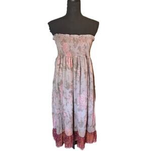 Rancho Estancia Gray Floral Strapless Dress Size S